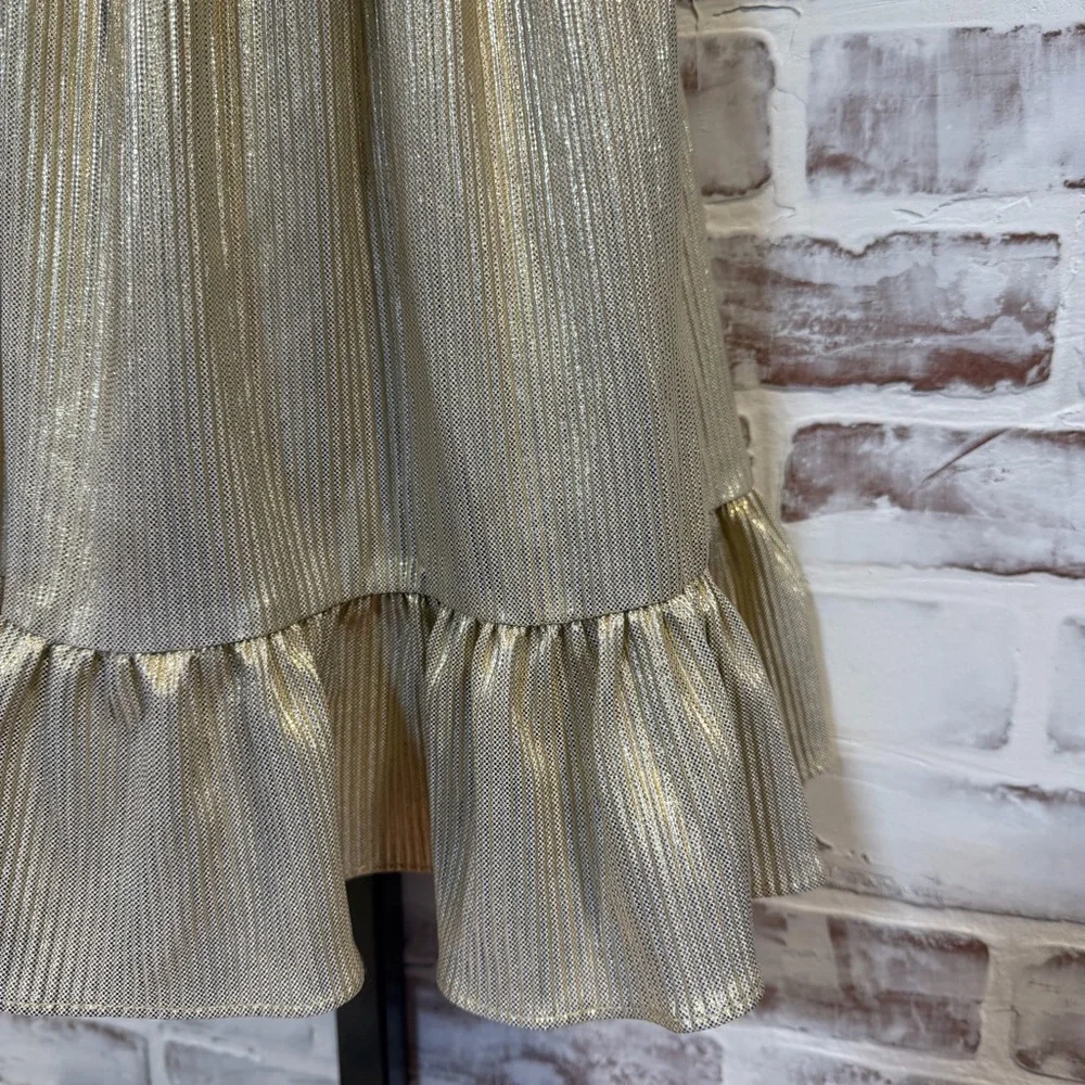 Tahari Metallic Gold Dress kids size 5 - Picture 3 of 6